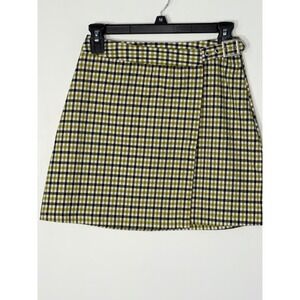 J Galt California Plaid Mini Skirt Belted Wrap Style Womens Size Medium
